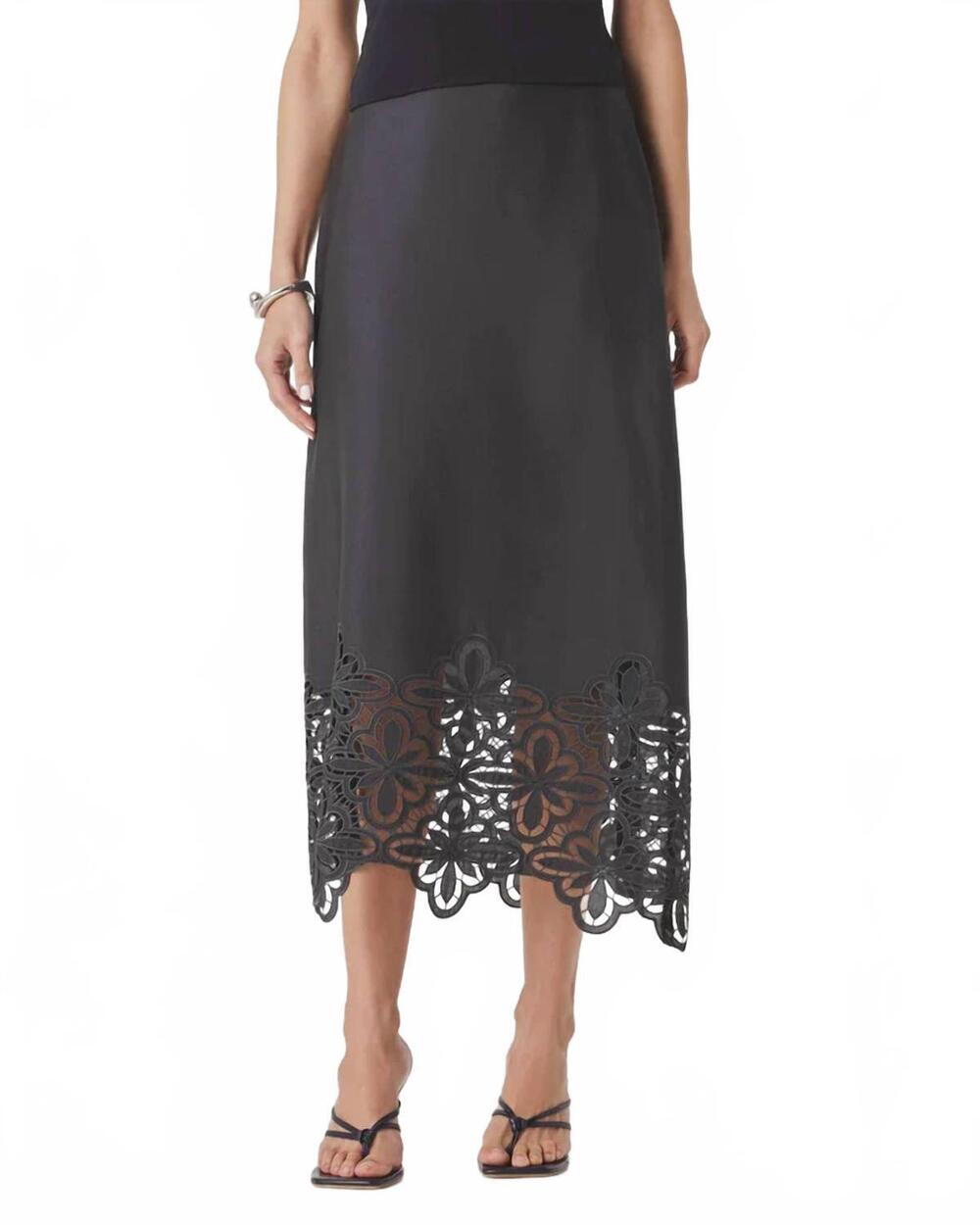 NEW SPLENDID pia eyelet midi skirt in lead grey
